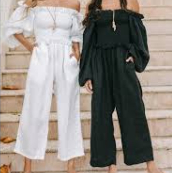 Myrah Penaloza Pants - NWT Myrah Penaloza Barcelona Linen Off The Shoulder Ruffle White Playsuit OS